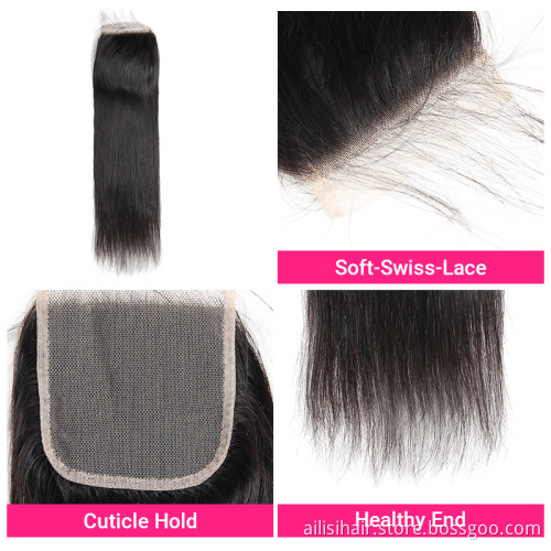Brazilian Bundle Hair Vendors Cheap Straight Hair Bundles Closure Hair Brazilian  4x4 5x5 6x6 7x7 Swiss Lace Closure